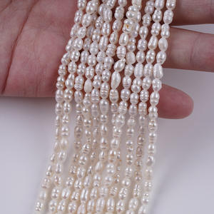 Perles d'eau douce en forme de riz de 3-4 mm, perles de coquillage, perles enfilées, matériel de bijouterie, perles en vrac promotionnelles - Product Image 1