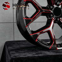 Jantes en alliage noir brillant avec accent rouge de 20/22/24/26 pouces, 5/6 trous, jantes sport pour pick-up/SUV/camion, jantes personnalisées de rechange