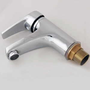 Grifo monomando para lavabo con válvula de cerámica, de un solo orificio, montado en encimera, acabado cromado - Product Image 2