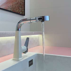 Pull-out Basin Faucet Single Handle Ceramic Valve Core Deck <b>Mounted</b> For Bathroom Sink - Product Image 3