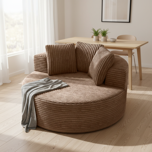 In Stock Compressed <strong>Sofa</strong> <strong>Bed</strong> <strong>Brown</strong> Fabric Round Single Seat <strong>Sofa</strong> Chair Vacuum Packaging Wholesale Living Room - Product Image 5