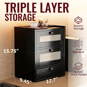 กล่องเก็บขนมปังไม้ไผ่ 2 ชั้น 40x32x24 ซม. สีดำ พร้อมชั้นวางโชว์สำหรับใช้ในครัว - Product Image 3