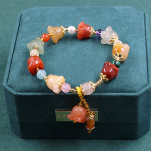 Braccialetto a mano donna colorato con personalità catenaria a mano orchidea di seta dorata naturale - Product Image 2