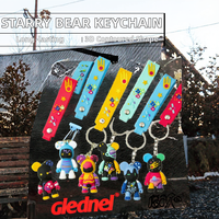 Porte-clés Ours Violent en Caoutchouc Coloré, Motif Graffiti Ciel Étoilé Lumineux, Ornement de Sac, Vente Chaude Transfrontalière