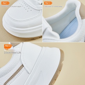 Nuevas <span class=keywords><strong>Zapatillas</strong></span> Deportivas Blancas con Plataforma para <span class=keywords><strong>Mujer</strong></span>, Estilo Coreano con <span class=keywords><strong>Cordones</strong></span>, Zapatos Gruesos Casuales Deportivos para Estudiantes, Parte Superior <span class=keywords><strong>de</strong></span> PU con Forro <span class=keywords><strong>de</strong></span> Malla - Product Image 4