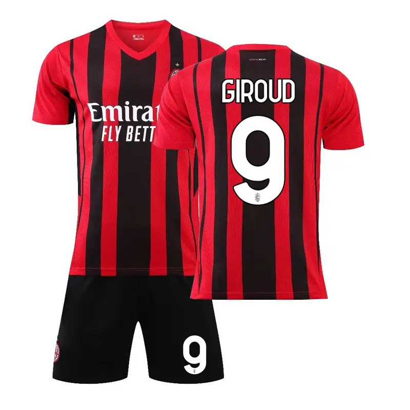 Conjunto de camiseta de fútbol para hombre 21/22 AC Milan Home 9 Giroud 11 Ibrahimovic camiseta de fútbol uniforme de fútbol ropa deportiva