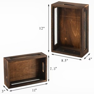 Cesta de almacenamiento de madera rectangular de madera maciza con asa, gran capacidad para cocina, baño, organización de alimentos, organizador de escritorio - Product Image 4