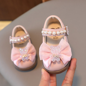 Sandales d'été pour bébé fille, style slip-on, semelle souple, perles, sandales de princesse - Product Image 4