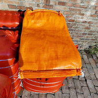Sac en filet PP rouge-orange avec cordon de serrage, sacs personnalisés en polypropylène pour oignons, pommes de terre et légumes, sacs d'emballage agricole