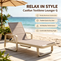 Chaise longue d'extérieur en aluminium, chaise longue rembourrée, résistante aux intempéries pour patio, bord de piscine, jardin, plage