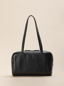 Black Genuine Leather Boston <b>Handbag</b> Zipper Shoulder Bag Women Travel Purse <b>Medium</b> - Product Image 3