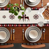 Chemins de table et nappes décoratives de Noël personnalisés avec motif Père Noël, style américain, en lin, pour la salle à manger à la maison