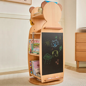 Meubles en bois massif pour tout-petits, étagère à 4 niveaux <span class=keywords><strong>et</strong></span> armoire de <span class=keywords><strong>rangement</strong></span> de jouets avec tableau noir latéral pour salle de jeux <span class=keywords><strong>et</strong></span> chambre à coucher - Product Image 4