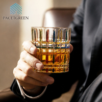 Verre à whisky de luxe 10oz en verre peint à la main avec base lestée et poignée tressée, verre à whisky Old Fashioned, cadeaux, logo personnalisé, OEM, sans BPA