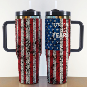 American Flag 1776 Independence 40oz Stainless Steel Vacuum Insulated Travel Tumbler with Handle <b>Large</b> Capacity Portable - Product Image 5