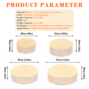 Base <span class=keywords><strong>para</strong></span> Pastel de Boda Dibei de Alta Calidad, Decorada con Espejo, Metal, Cuentas de Cristal Acrílicas, Plateada y Dorada - Product Image 4