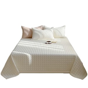 Solid Color Cream Cotton <b>Bed</b> <b>Sheet</b> Set 1.5m Non-Slip Quilted Thickened Four Seasons Use - Product Image 5