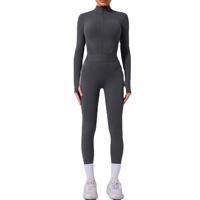 Combinaison de sport et de yoga pour femme, en maille double face, extensible dans quatre directions, écologique, avec taille élastique ajustée et ouvertures pour les doigts