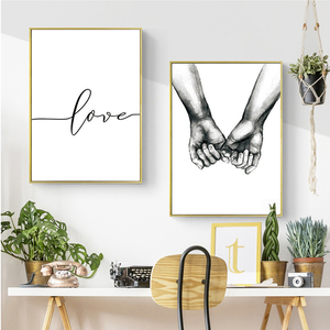 Quadro su Tela in Bianco e Nero con Mani Intrecciate, <span class=keywords><strong>Arte</strong></span> Murale, Poster e Stampe Nordiche per Soggiorno, Corridoio, Decorazione Casa - Product Image 2