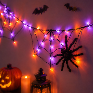 Guirnalda de Luces LED para Halloween, Diseño de Telaraña, para Interiores, Ambiente Festivo, Coloridas, 2700K Blanco Cálido, IP44 Impermeables, 1.8m - Product Image 2