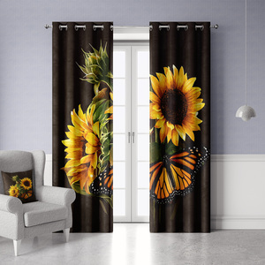 Prezzo di fabbrica a buon mercato girasole stampato colore giallo <span class=keywords><strong>tenda</strong></span> della finestra <span class=keywords><strong>tenda</strong></span> di stoffa sulle pareti tende del soggiorno - Product Image 3