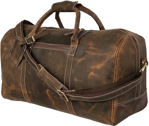 Full Grain <b>Leather</b> 24 Inch <b>Weekend</b> Duffel <b>Bag</b> with Travel Toiletry Case for <b>Men</b> and Women Large <b>Leather</b> Overnight Luggage Bulk - Product Image 1