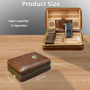 ขายส่งไม้ซีดาร์หนังPuซิการ์กรณีไฟแช็กกับซิการ์อุปกรณ์เสริมชุดของขวัญซิการ์เดินทางHumidor - Product Image 3