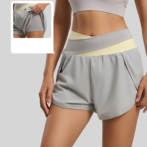 Shorts athlétiques bicolores chics en tissu extensible doux, parfaits pour les activités de plein air et d'intérieur - Product Image 1