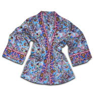 Robe Courte Décontractée d'Été pour Femme, Col en V Respirant, Fabriquée en Italie, Manches Longues, Imprimé Floral, Polyester, Tenue de Plage, Taille Naturelle