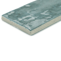 Azulejos Rio Blue de 6x25 cm, Brillantes, Bordes Irregulares, 8 mm de Grosor