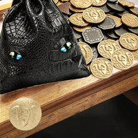 120 pièces de jetons et de pièces de monnaie DND en métal argenté et cuivre, personnalisables, avec sac en cuir PU pour 32 joueurs, accessoires de jeu de société et de cosplay