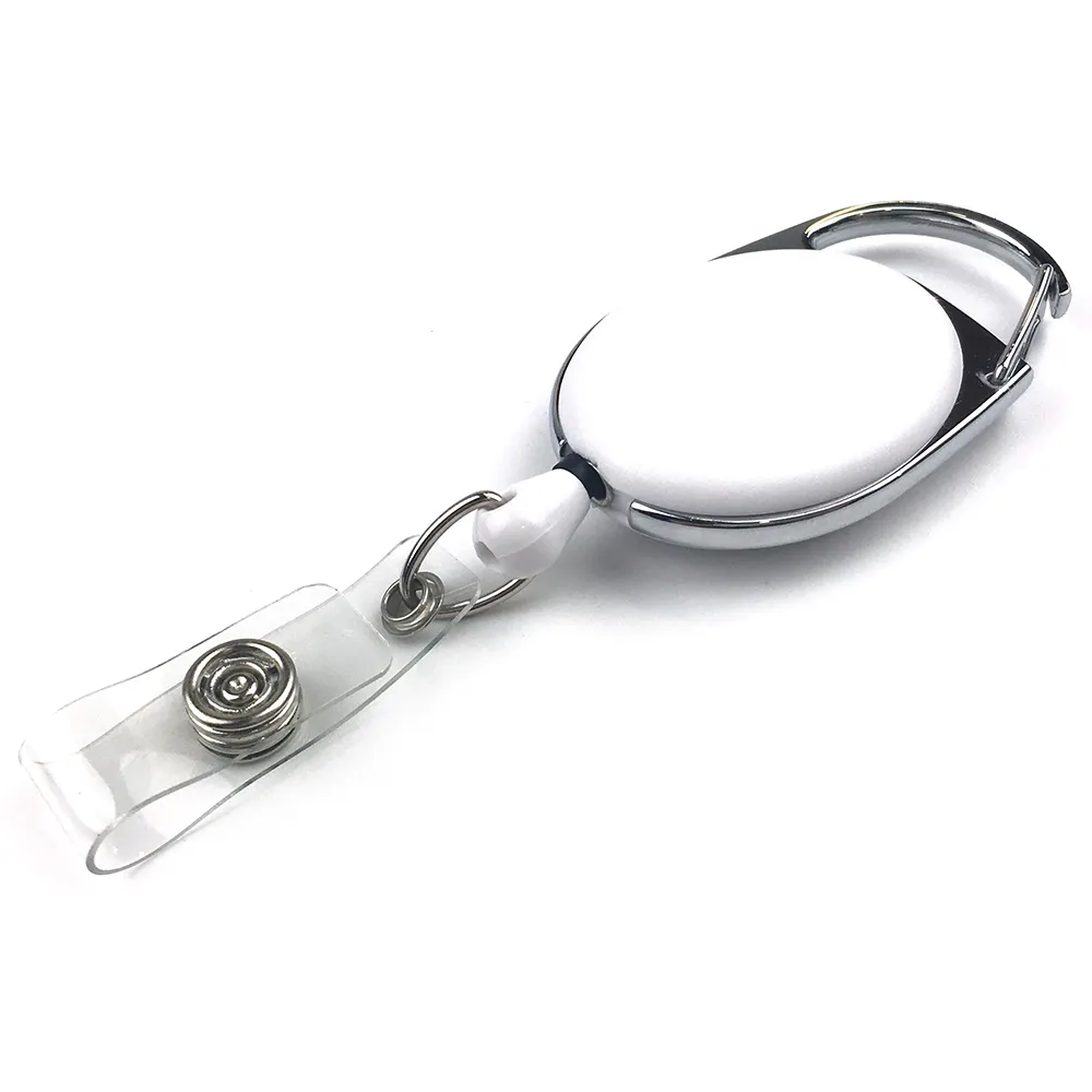 Customized Carabiner Retractable Badge Reel holder With Back Clip ID Card Yoyo Badge Holder Keychain