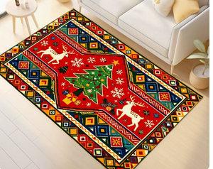 Vintage Boho Christmas Carpet Soft Bedside Rug Holiday Decor <b>Mat</b> for Entryway Living Room - Product Image 1
