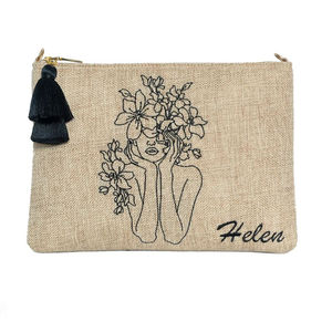 Bolsa de Mano de Yute Natural Personalizada, Bolsa de Cosméticos, Almacenamiento de Maquillaje, Bolso de Mano Ecológico de Arpillera para Mujer - Product Image 2