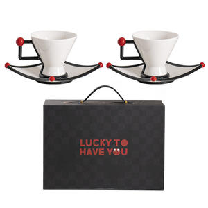 Service à thé en céramique de luxe léger et simple, coffret cadeau, pour la maison, avec cafetière et tasses au design élégant - Product Image 2