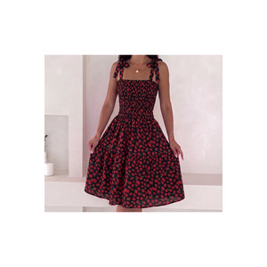 Women's Ruffled Summer <b>Dress</b> Viscose Fabric Standard Size S M L XL Length 100 Cm Casual Wear - Product Image 2