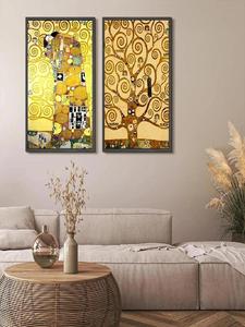 Stampa su Tela Senza Cornice dell'Opera Classica di <span class=keywords><strong>Gustav</strong></span> <span class=keywords><strong>Klimt</strong></span> 'Il Bacio' e 'L'Albero della Vita', <span class=keywords><strong>Arte</strong></span> Astratta per Arredamento Domestico, Prodotta in Cina Continentale - Product Image 2