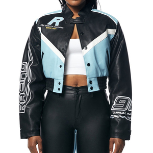<span class=keywords><strong>Giacca</strong></span> da Corsa Corta <span class=keywords><strong>in</strong></span> Vera <span class=keywords><strong>Pelle</strong></span> Impermeabile con Toppe <span class=keywords><strong>in</strong></span> Ciniglia Personalizzate di Alta Qualità per Donne - Product Image 1