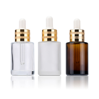 Flacons compte-gouttes givrés bleu rose ambre transparents de 30 ml (1 oz) pour emballage cosmétique, sérum visage et huile essentielle capillaire avec pipette