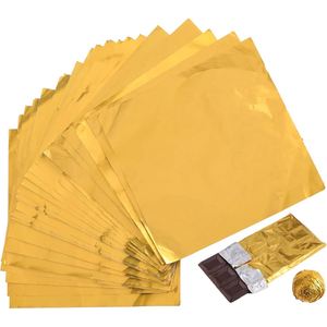 Lámina de Papel de Aluminio de Grado Alimenticio de 20x20cm, con Relieve Dorado, para Envolver Dulces y Chocolates, Suave, de 0.03cm de Grosor, para Regalos de Boda y Comida - Product Image 1