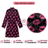 Camisones de Manga Larga para Mujer, Venta al por Mayor, Ropa de Dormir Sexy con Estampado, Camisones Cómodos con Estampado Bajo Demanda, Batas de Baño