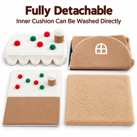 Lit pour animaux de compagnie de Noël, lit douillet en peluche pour chien, abri pour chat d'intérieur avec coussin amovible