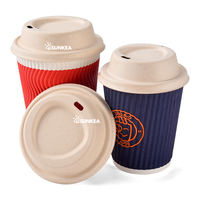 Couvre-gobelet en pulpe de canne à sucre écologique pour tasse à café