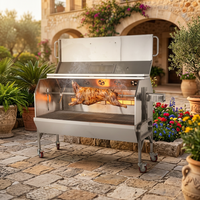 Barbecues d'extérieur en acier inoxydable 201/304 grande capacité avec roues, dotés de cuisson au gaz et au charbon de bois pour les fêtes de famille
