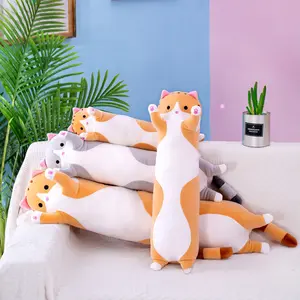 Nouveau Style personnalisé Long chat en peluche corps en peluche oreiller confort mignon chat en peluche étreinte lit oreiller jouet pour petite amie cadeau