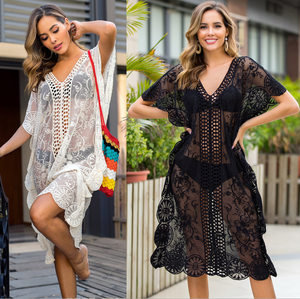 I001-0519 Women Beachwear Cover up Transparent <strong>Mexican</strong> Blouse <strong>Dress</strong> for Sale - Product Image 1