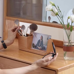 <span class=keywords><strong>Porte</strong></span>-stylo de bureau en bois multifonctionnel et support de téléphone avec cadre photo Organisateur de bureau en bois personnalisé - Product Image 6