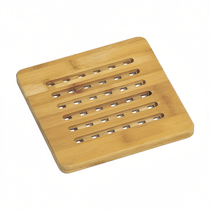 KESPER Bamboo Pot <b>Trivet</b> Square 12x12 Cm With Drainage Holes For <b>Kitchen</b> Use - Product Image 2