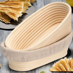 Cesto di prova del pane a lievitazione naturale fatto a mano cesto di prova del pane Banneton con fodera di stoffa ovale cesto di impermeabilizzazione - Product Image 3