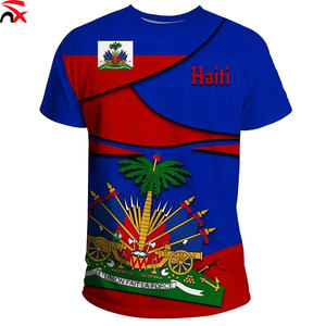 T-shirt all'ingrosso con stampa 3D della bandiera nazionale di Haiti, prodotto personalizzabile con logo, magliette promozionali - Product Image 1